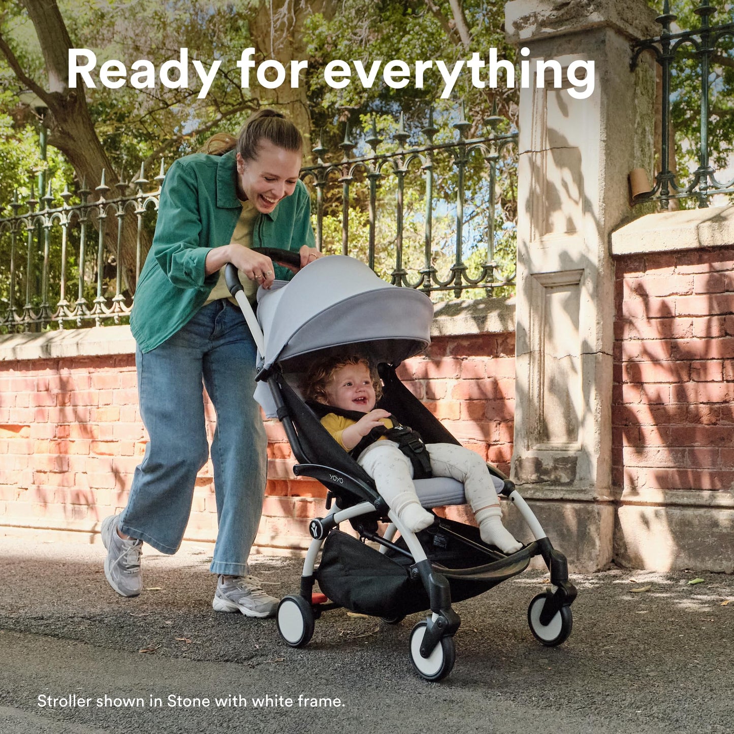 Stokke YOYO3 Stroller from 6 Months - Includes Black Frame/Olive Seat Cushion + Canopy - Folds in & Out in a Flash - Light & Compact - Carry-On Compatible