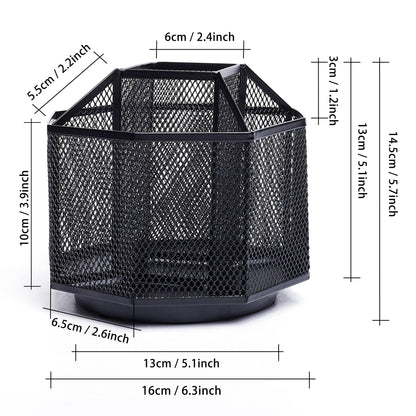 Exerz Desk Organiser/Mesh Desk Tidy Candy/Pen Holder/Multifunctional Organiser 360 Rotating