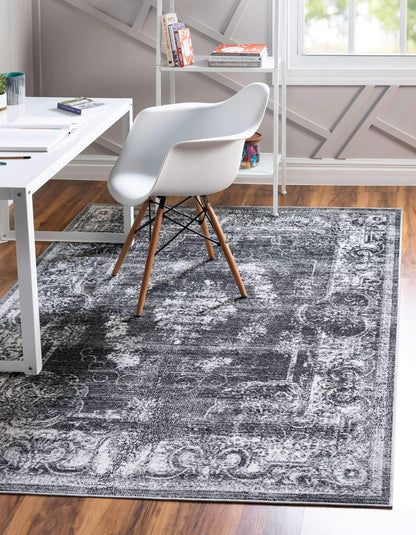 Unique Loom Aarhus Collection Vintage Border Area Rug (10' 0 x 13' 0 Rectangular, Charcoal/Ivory)