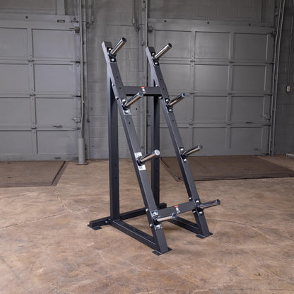 Body-Solid (GWT76) High Capacity Olympic Plate Rack - Modular Bumper & Traditional Weight Storage, Durable Steel Weight Horns, Space-Saving Wall Rest Design