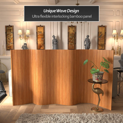 Red Lantern 4 ft. Short Bamboo Wave Screen - Natural