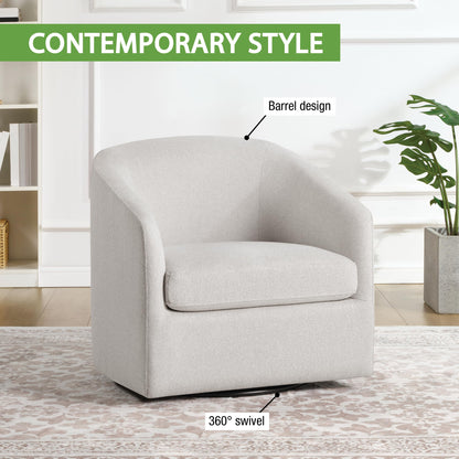 OSP Home Furnishings Parker Upholstered Swivel Tub Accent Chair, Cream Fabric
