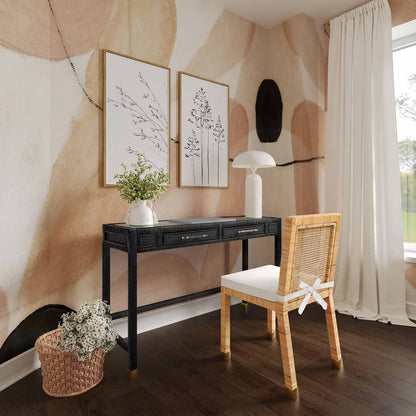 Tov Furniture Amara Charcoal Rattan Desk