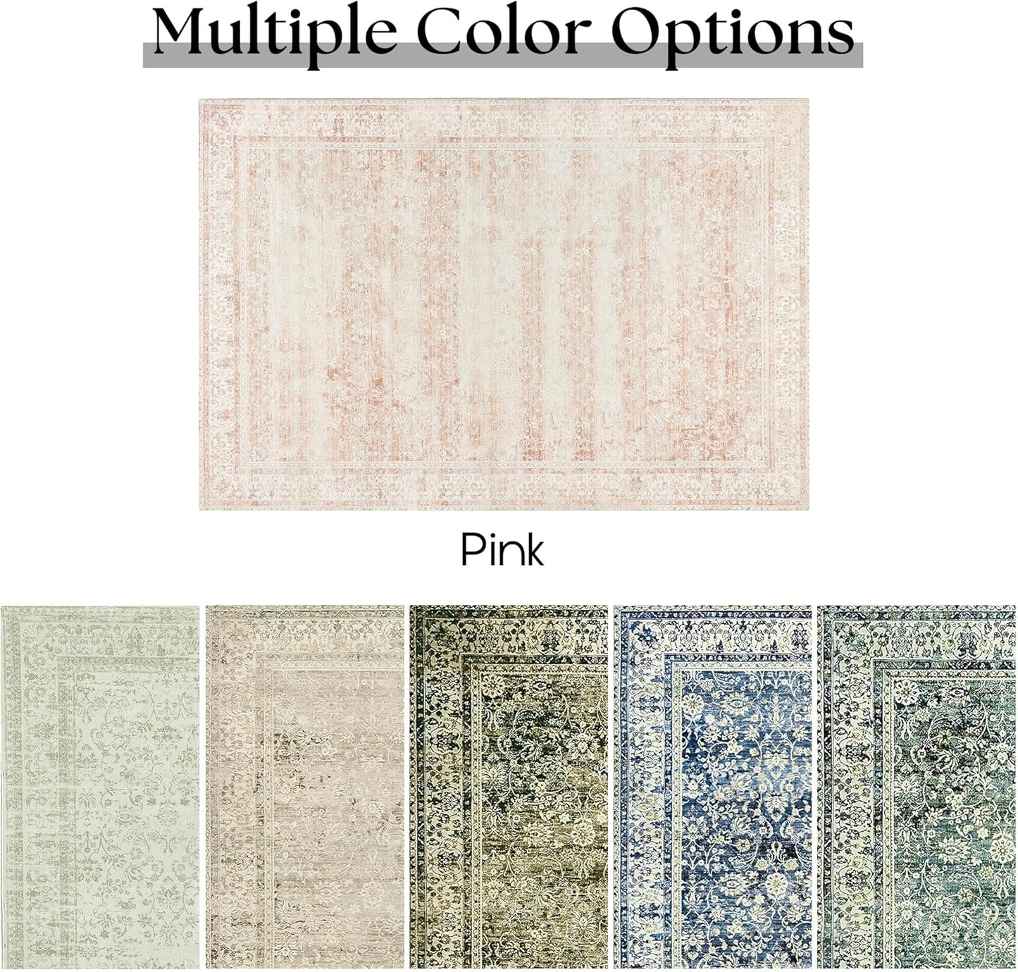 5 7 Playroom,5x7 Pink Nursery Rug for Baby Girl x Neutral Blush Pink Boho Cute Floral Foldable Machine Washable Low