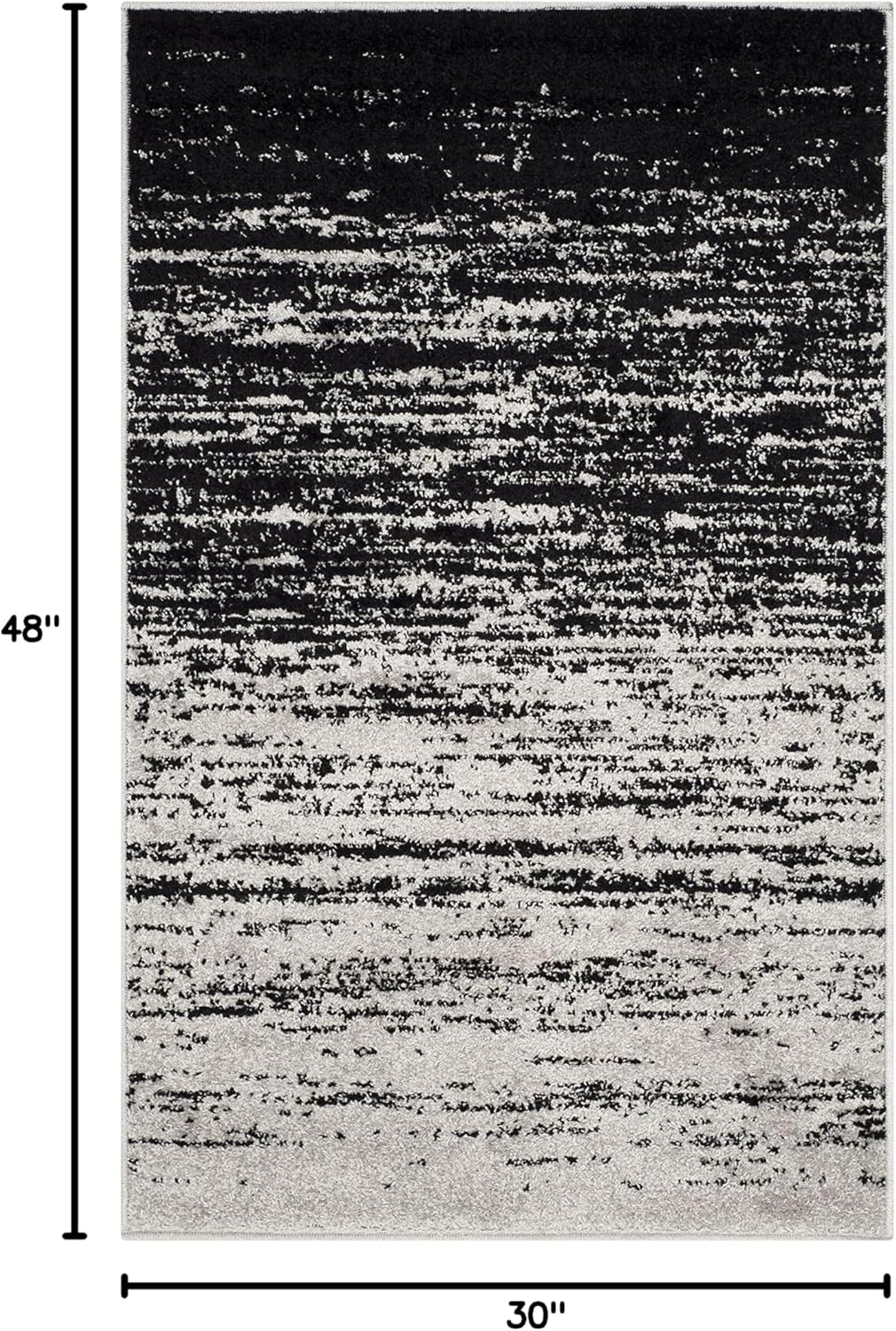 2'6" 4', (ADR113A) SAFAVIEH Adirondack Collection Accent Rug - x Silver & Black, Modern Ombre Design, Non Shedding