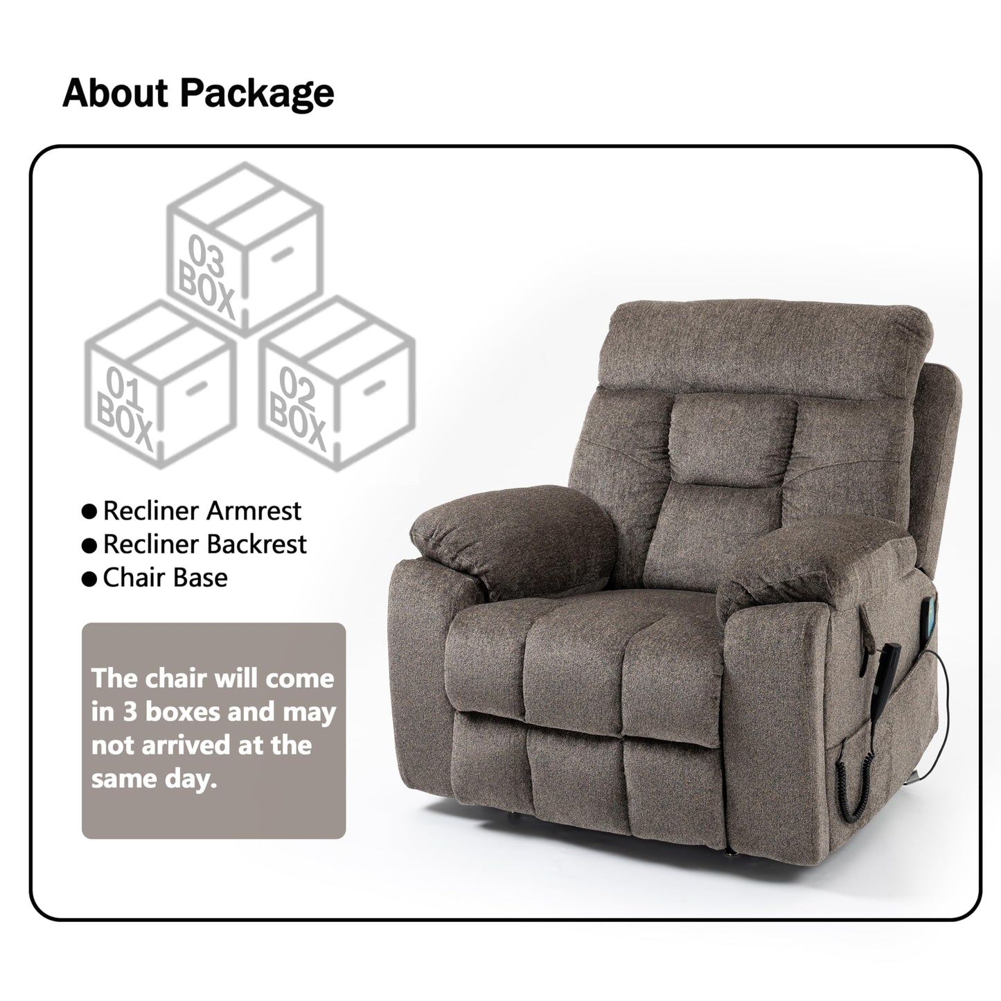 JIKFRIMA Dual Motor Power Lift Recliner Chair with Massage Heating for Adults Elderly, Electric Lift Chairs Lay Flat Recliners, Infinite Position, 2 Hidden Cup Holders