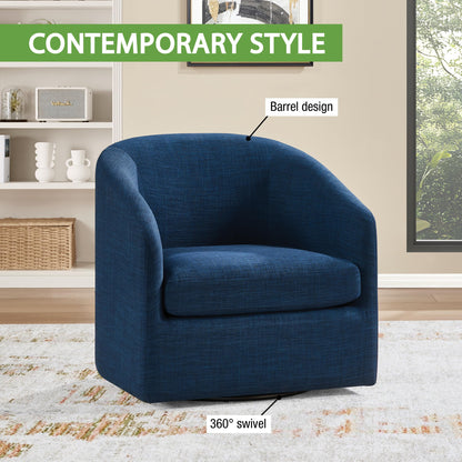 OSP Home Furnishings Parker Upholstered Swivel Tub Accent Chair, Navy Blue Fabric