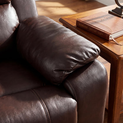 Trygoal Single Leather Manual Recliner Chair, Oversized Lazy Boy Recliner with Home Theater Seating, Breathable Living Room Reclining Chair for Adults Reading, Gaming, Relax, Brown