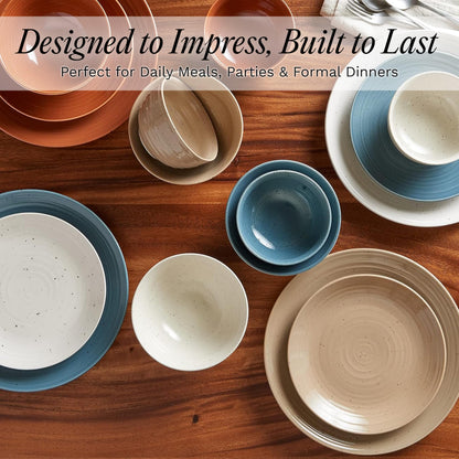Sango Siterra Painter's Palette 16-Piece Stoneware Dinnerware Set - Service for 4, Ceramic Plates and Bowls Sets, Chip Resistant, Rustic Dishware, Microwave & Dishwasher Safe Kitchen Dishes