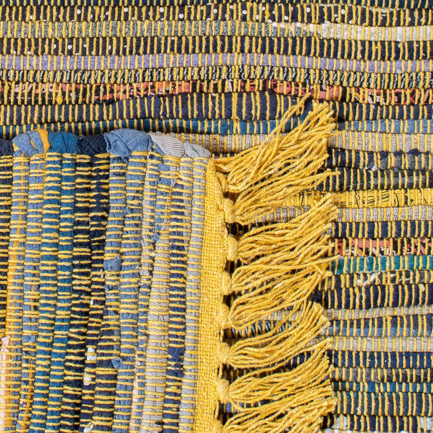 SAFAVIEH Rag Rug Collection Accent Rug - 2'3" x 5', Yellow & Multi, Handmade Boho Stripe Cotton Rug