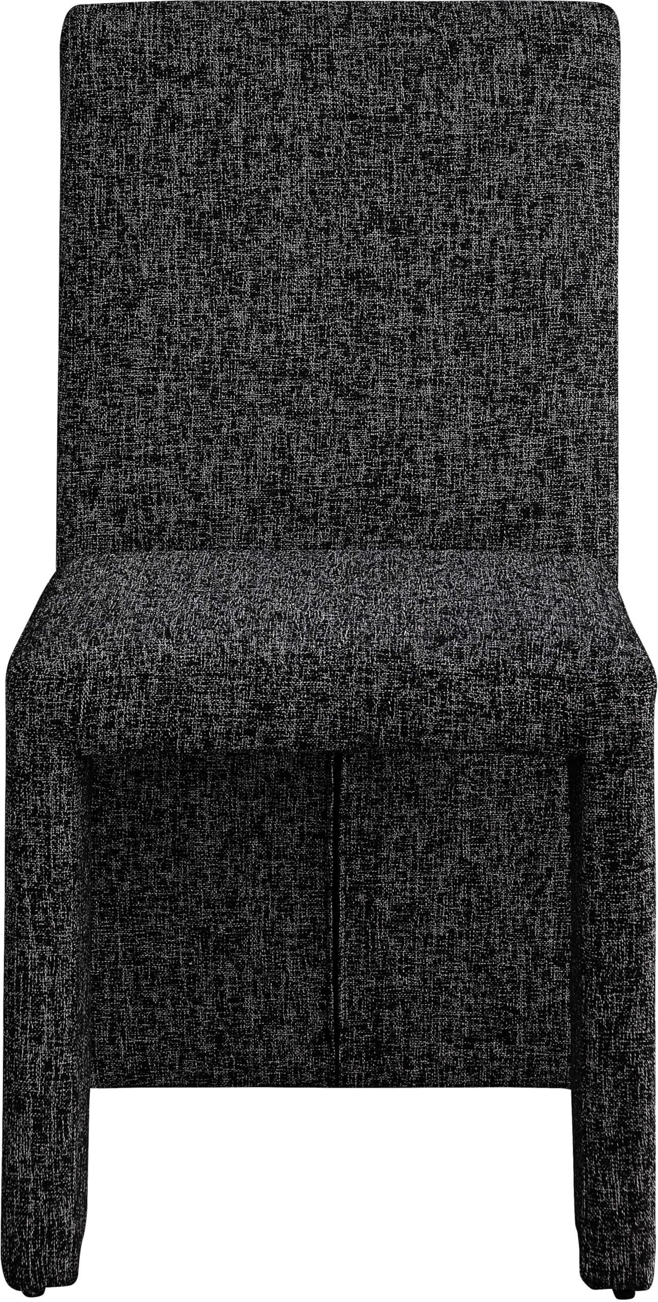 Meridian Furniture 751Black-C Benson Collection Art Deco Dining Chair with Rich Black Linen Textured Fabric Upholstery, Fabric with Weave, Iron Inner Frame, 18.5" W x 22.5" D x 35" H, Black, Set of 2