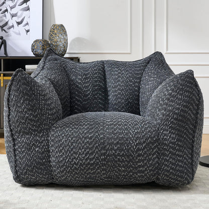 Large Chenille Bean Bag Chair for Adults - Oversized Square Lazy Sofa, Comfortable Gaming Reading TV Seat, 47.2" W x 36.2" D, Black, Living Room & Bedroom Essential