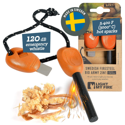 Light My Fire Flint Fire Starter Ferro Rod Survival Tool Fire Steel Army - Bushcraft Gear PRO Flint and Steel Magnesium Fire Starter Kit 3/8” 2-in-1 Fire Starters for Campfires-12,000 Strikes