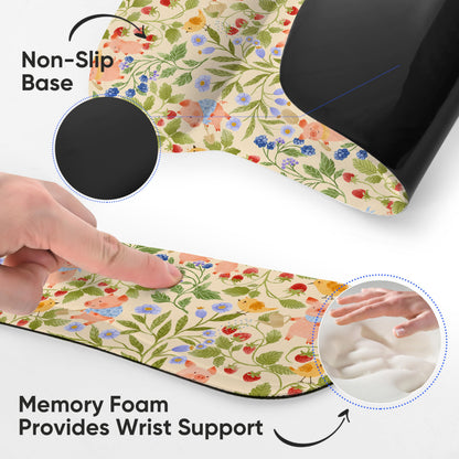 AUPET Mouse Pad Keyboard Wrist Rest Set,Ergonomic Memory Foam Mouse Pads Wrist Support Set,Non-Slip Base, Smooth Surface, Pain Relief for Gaming,Office (Pink Piggy)