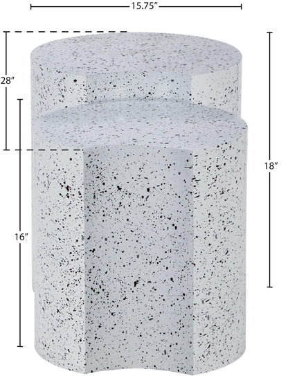 Meridian Furniture 99084White-2C Dimple Collection Modern | Contemporary End Table with White Terrazzo Pattern, Iron Metal, Modular, 28" W x 15.75" D x 18" H, White, Set of 2