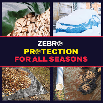 30' x 60' Blue Tarp with Grommets Reinforced - 5 Mil Thick - Durable UV Resistant Plastic Tarps Waterproof - Large Tarpaulin Cover for Outdoor Camping Over/Under Tent Tarp RV Roof Rain - Zebro