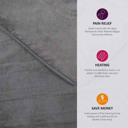Beautyrest Foot Pocket Soft Microlight Plush Electric Blanket Heated Throw Wrap with Auto Shutoff, 50 x 62 in, Ivory