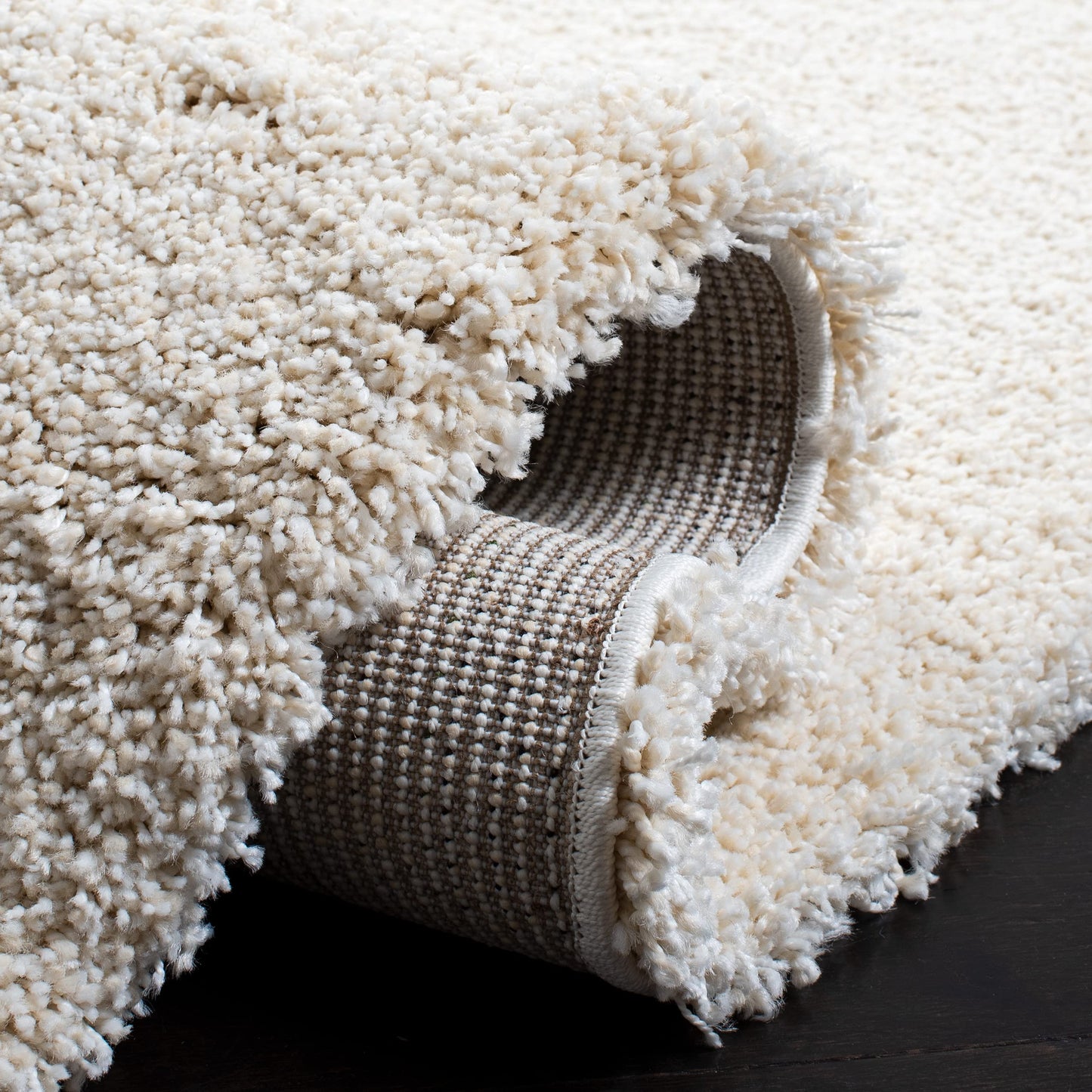 SAFAVIEH Milan Shag Collection Area Rug - 11' Square, Ivory, Solid Design, Non-Shedding & Easy to Clean, Plush Thick Pile, Ideal for Living Room, Bedroom (SG180-1212)