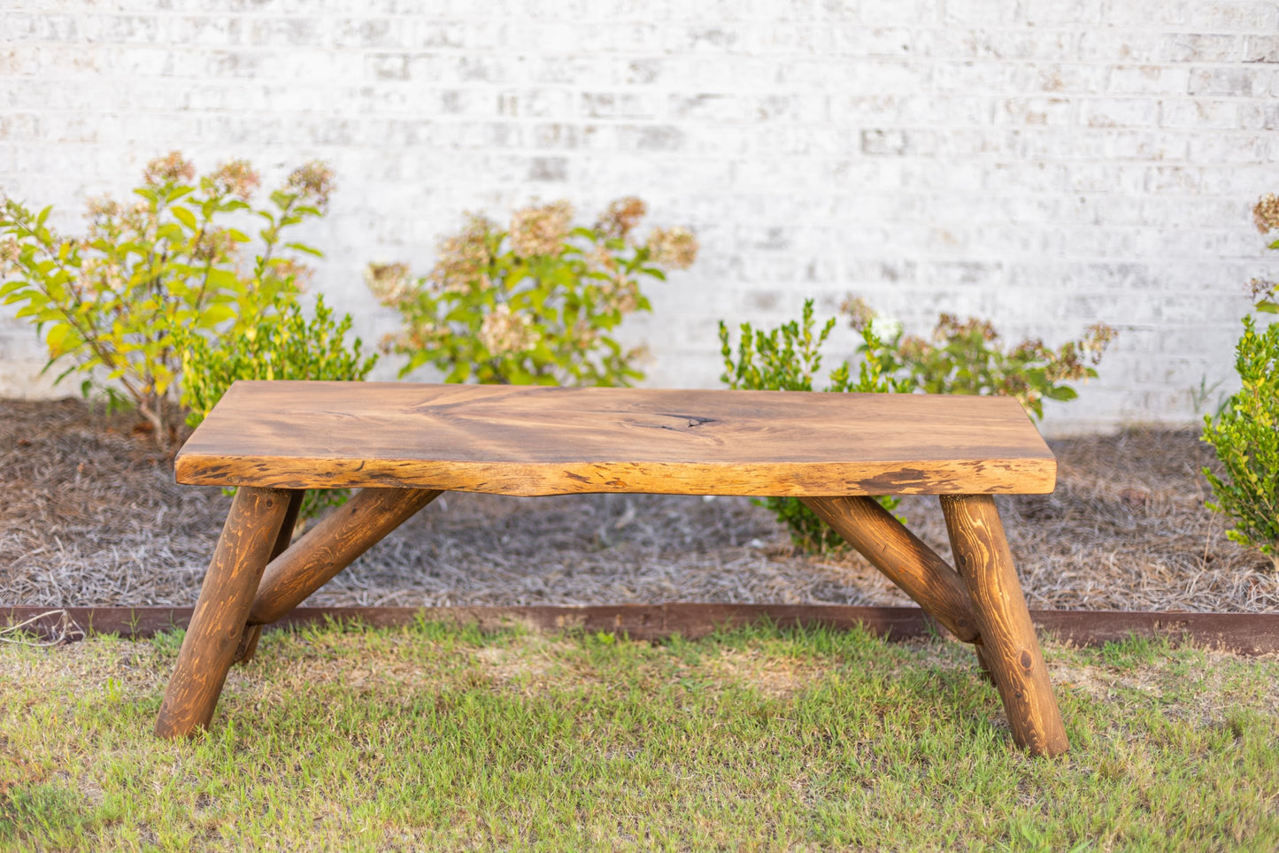 SRL Rustic Logwerks Indoor Bench — Pine & Cedar Wood Bench — Front Porch Decor — Live Edge Small Bench for Entryway, Garden & More — Handcrafted Bench — Rustic Furniture (36”, Outdoor Honey Pine)