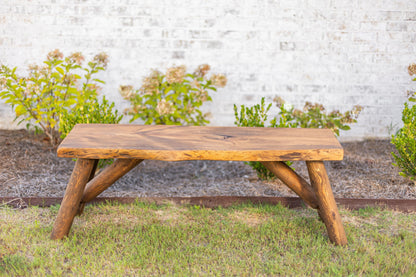 SRL Rustic Logwerks Indoor Bench — Pine & Cedar Wood Bench — Front Porch Decor — Live Edge Small Bench for Entryway, Garden & More — Handcrafted Bench — Rustic Furniture (36”, Outdoor Honey Pine)