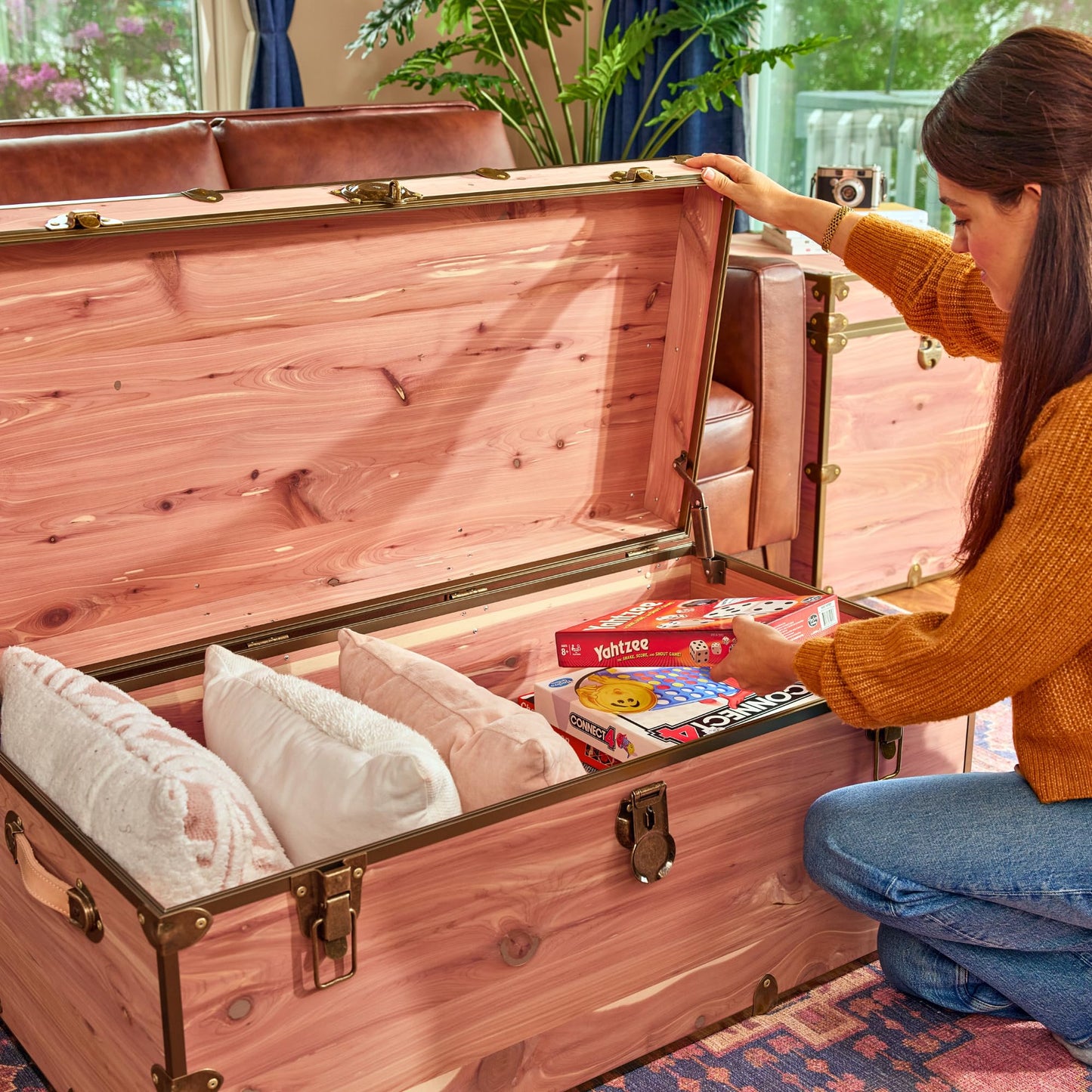 Rhino Trunk & Case Knotty Cedar Chest – XXL Storage Box, Coffee Table, End of Bed Trunk or Entryway Storage Bench – 36"x18"x18" USA-Made, Furniture Grade, Heirloom Aesthetic – Strong and Secure