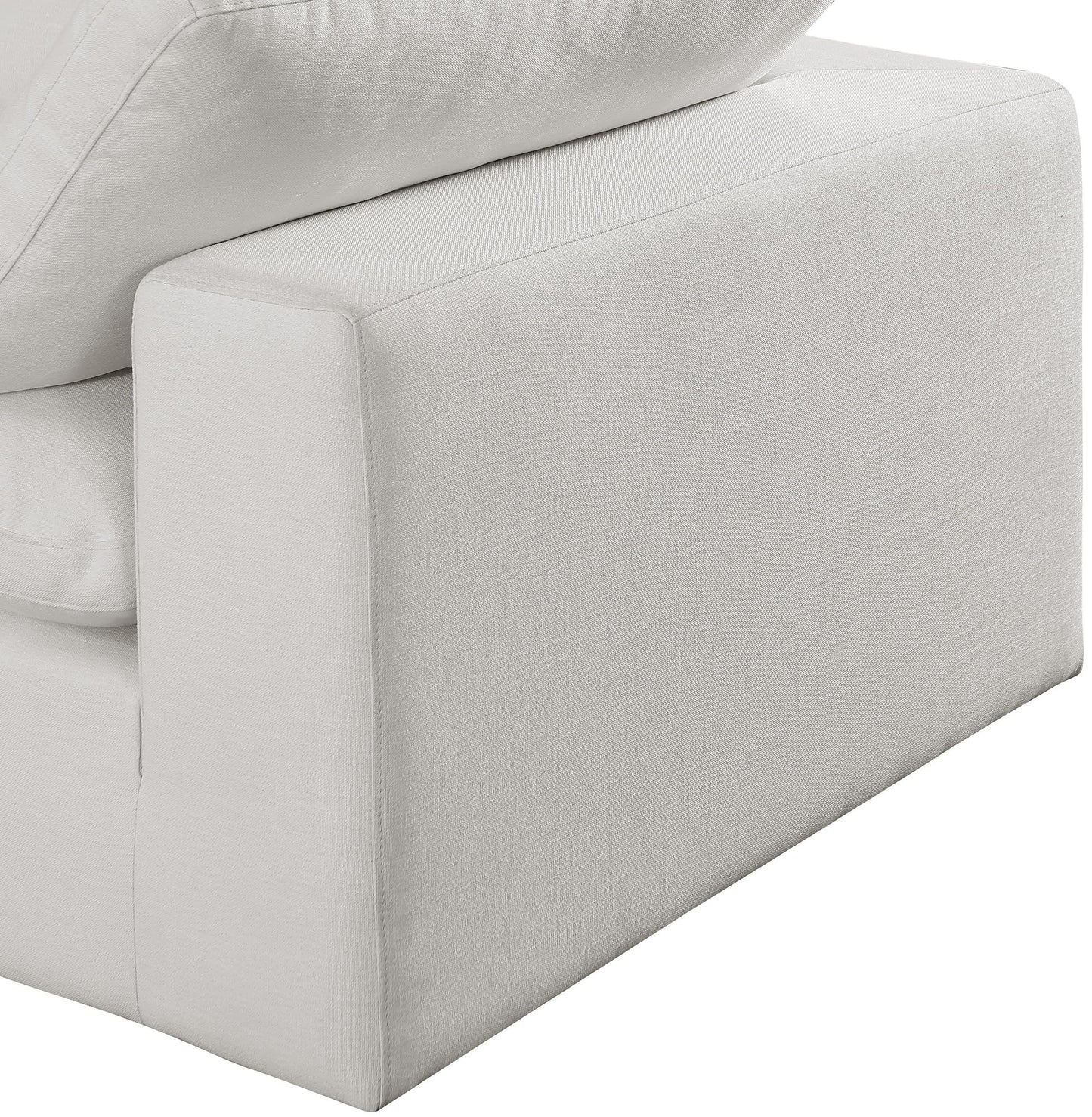 Meridian Furniture 187Cream-S80 Comfy Collection Modern | Contemporary Upholstered Modular Sofa with Cream Linen Textured Fabric Upholstery, Down Feather Cushions, 80" W x 40" D x 34.5" H, Cream