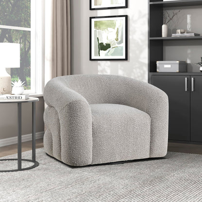 Lexicon Modern Swivel Accent Chair, Cozy Boucle Arm Chair with Plush Curved Back, Soft Stitching Cushions for Living Room/Bedroom/Office, Fully Assembled, Gray
