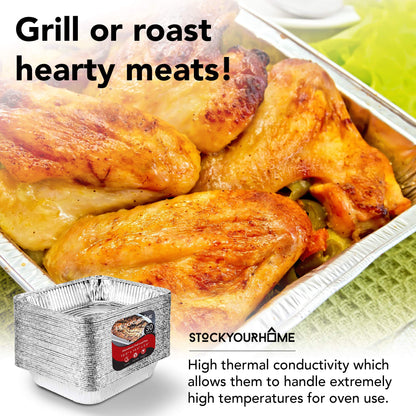 Stock Your Home Aluminum Pans 9x13 Disposable Foil Pans (30 Pack) - Half Size Steam Table Deep Trays - Tin Foil Pans Great for Cooking, Heating, Storing, Prepping Food