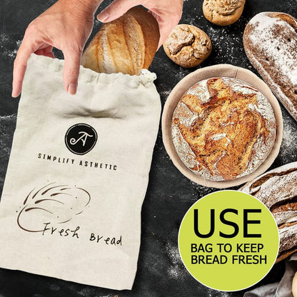 Premium Banneton Bread Proofing Basket - A Complete Sourdough Bread Baking Kit - Bread Baking Supplies - Sourdough Starter Jar Kit