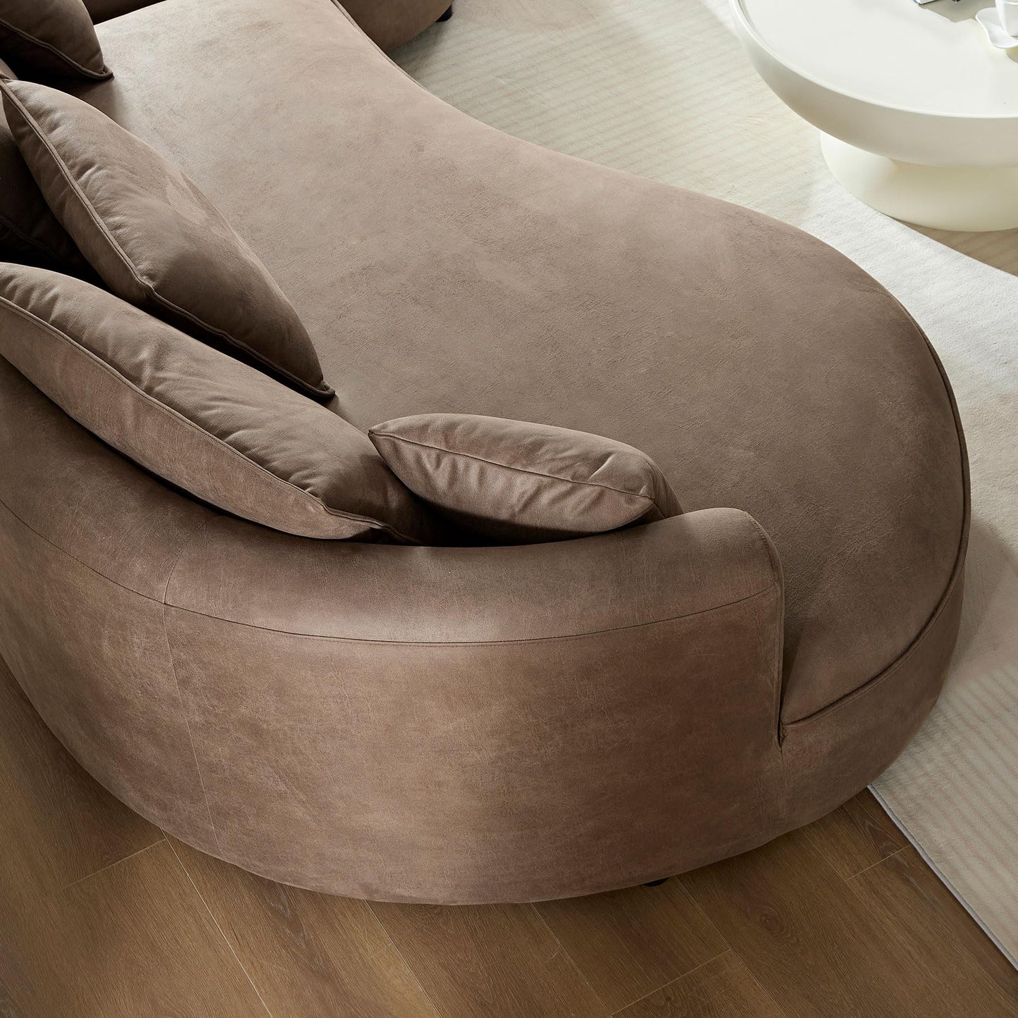 ERYE Luxury Curved Upholstered Sectional Sofa for Living Room, 129" Oversized Unique Curved Leisure Sofa Couch with Right Facing Chaise Lounge & 7 Pillows for Home Apartment