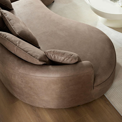 ERYE Luxury Curved Upholstered Sectional Sofa for Living Room, 129" Oversized Unique Curved Leisure Sofa Couch with Right Facing Chaise Lounge & 7 Pillows for Home Apartment
