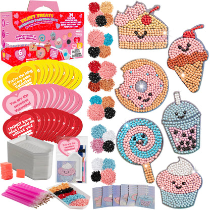 Sweet Treats 24 Pack 5D Diamond Painting Kits - Goodie Bag Party Favors for Kids Birthday Party & School Classroom Prizes - Animal Gem Craft Activity Kits- Party Favor Stuffer Gifts for Boys & Girls