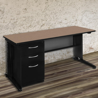 Regency Fusion 72 x 30 Teachers Desk with Single Pedestal Drawer Unit- Noble Oak