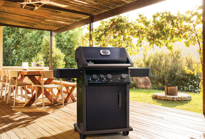 Napoleon Rogue 425 Propane Gas Grill with Range Side Burner, Black, 3 Stainless Steel Main Burners, Durable Grilling Power