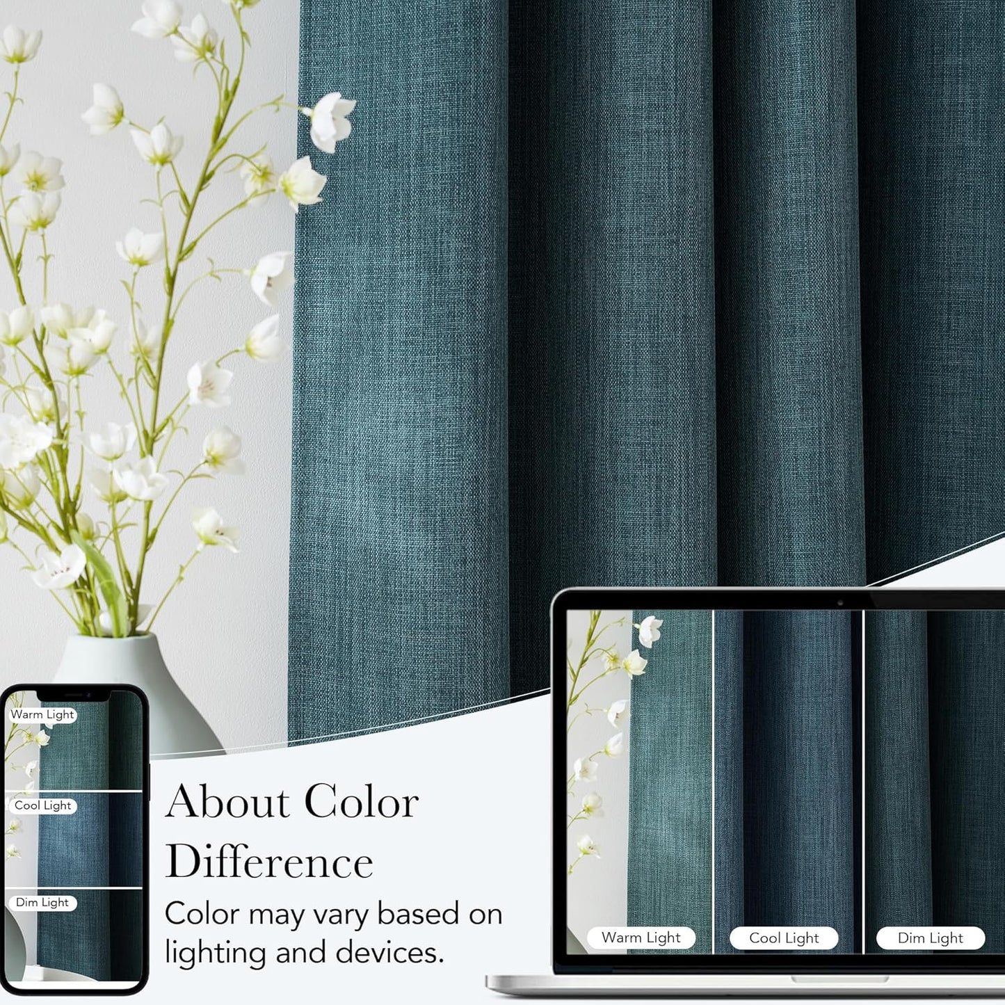 NICETOWN Blackout Curtains - Greyish Blue Privacy Panels for Living Room & Bedroom | 63 Inches Long, 2 Panels