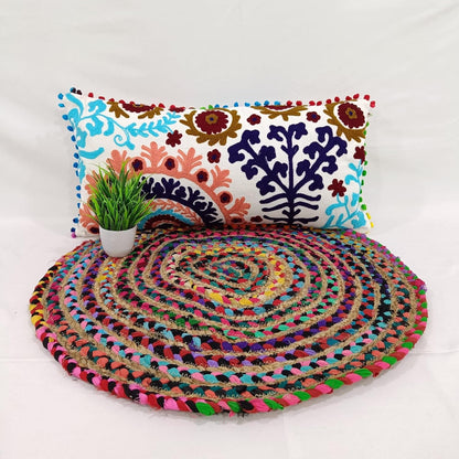 Trade Star 100% Cotton Pillow Cover, Embroidered Modern Elegant Lumbar Decorative Pillow Case