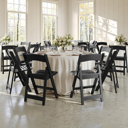 Flash Furniture Hercules Commercial Indoor/Outdoor Folding Event Chair, Wood Look, Weather-Resistant, Lightweight Design, Versatile Use, Set of 4, Black