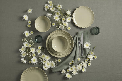 Lenox Stoneware Dinnerware Sets For 6, French Perle Scallop Matcha 18-Piece Dinnerware Set, Service For 6, Dishwasher Safe Ceramic Plates, Stoneware Dinner Plates and Bowls Sets (Green, 18 Piece)