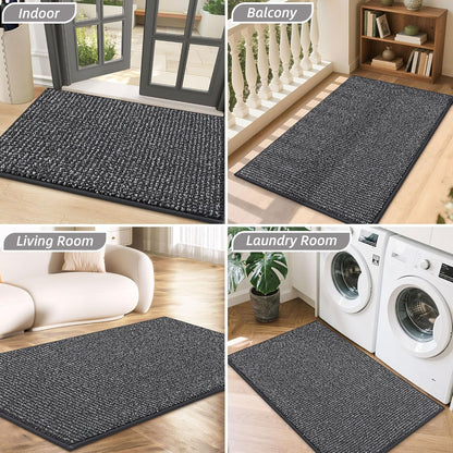 BEQHAUSE Dirt Trapper Door Mat - Non-Slip, Washable, Absorbent Entrance Mat | 20" x 32", Charcoal