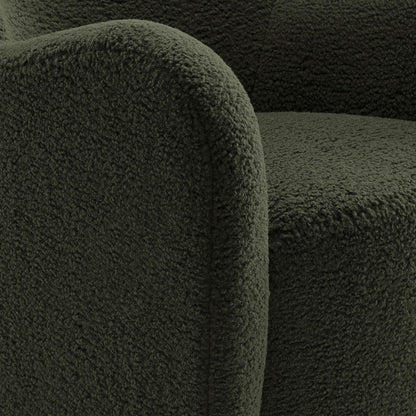 Modway Montrose Swivel Wingback Accent Chair in Fern Walnut Sherpa Teddy Fabric – Modern Furry Barrel Chair with 360-Degree Swivel Base – Soft and Comfy Living Room Chair