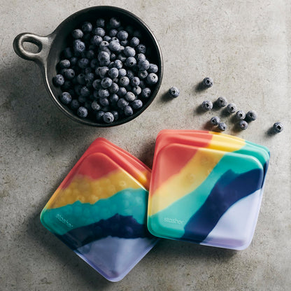 Stasher Premium Silicone Reusable Food Storage Bags, 4-Pack, Multi, Multi-Use Food Storage Bags, Lunch Bag, Travel Containers, BPA Free, Leak-free, Dishwasher-Safe, Eco-friendly