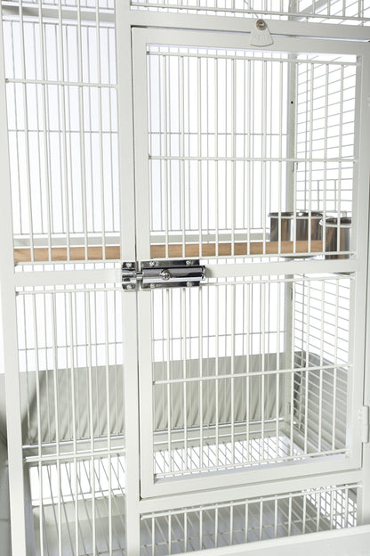 Prevue Pet Products Large Dome Top Bird Cage - Medium Steel Cage with Casters, Dual Locks, Seed Guards, and Perches, Ideal for Cockatiels, Conures, and Similarly Sized Birds - Chalk White
