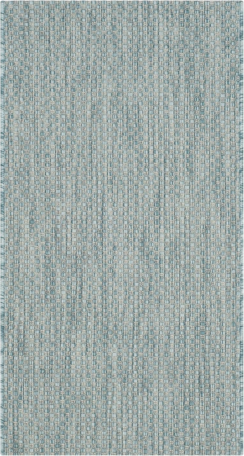 SAFAVIEH Courtyard Collection 2' x 3'7" Aqua/Grey CY8521 Indoor/Outdoor Waterproof Accent Rug for Patio and Mudroom