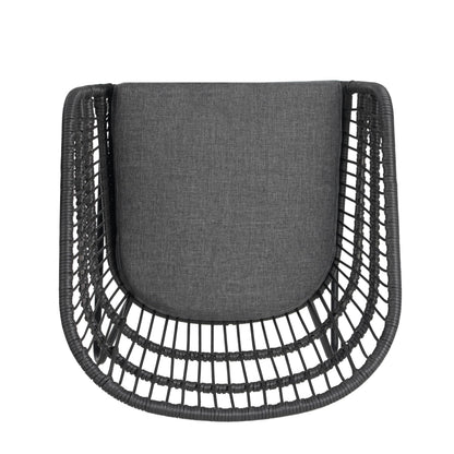 Christopher Knight Home Terry Acacia Wood Patio Dining Set for 6, Rectangular Patio Dining Table and Faux Rattan Chairs Set of 6, 7 Piece Outdoor Dining Set with Cushion and Iron Frame, Teak+Gray