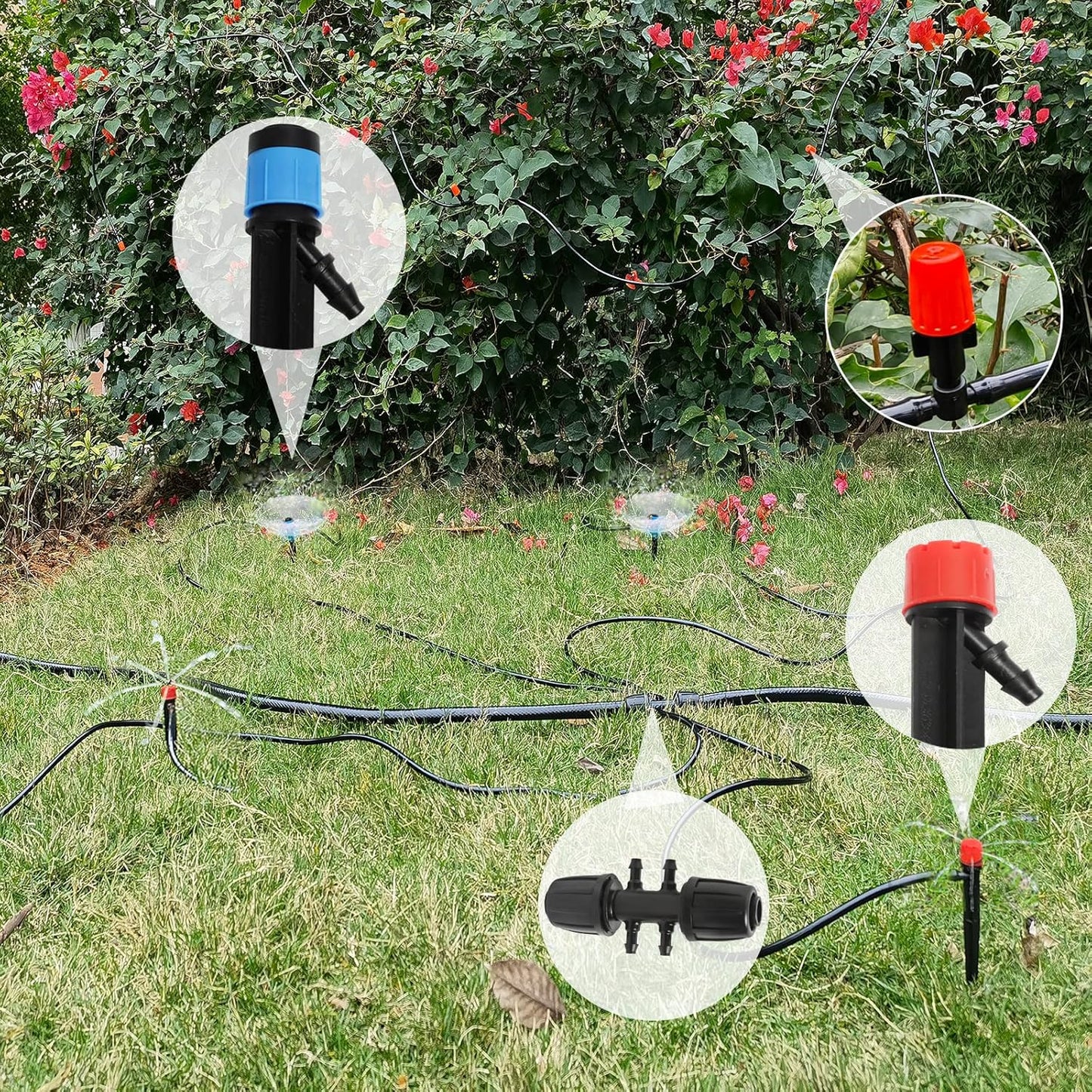 Maotong Drip Irrigation System Kit - Automatic Garden Watering for Greenhouse & Lawn | 240FT with 1/2" Hose & Accessories