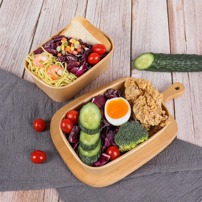 JAYEEY 25 oz Disposable Kraft paper bowls with lids, Rectangle Food containers Soup Bowls Party Supplies Treat Bowls 50 Pack