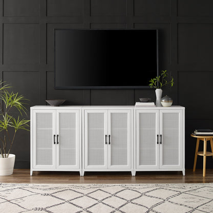 Crosley Furniture Milo 2-Piece Entertainment Center TV Stand, Media Console, Vinyl Record Storage, White