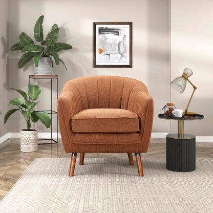 Lexicon Alard Tufted Fabric Barrel Accent Chair, Rust