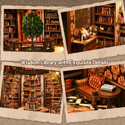 DIY Book Nook Kit with LED Lights | 3D Puzzles for Adults & Teens, Miniatures and Model Building Kits for Bookshelf Decor, Relaxing & Unique Gift for Craft Lovers | Wisdom Library
