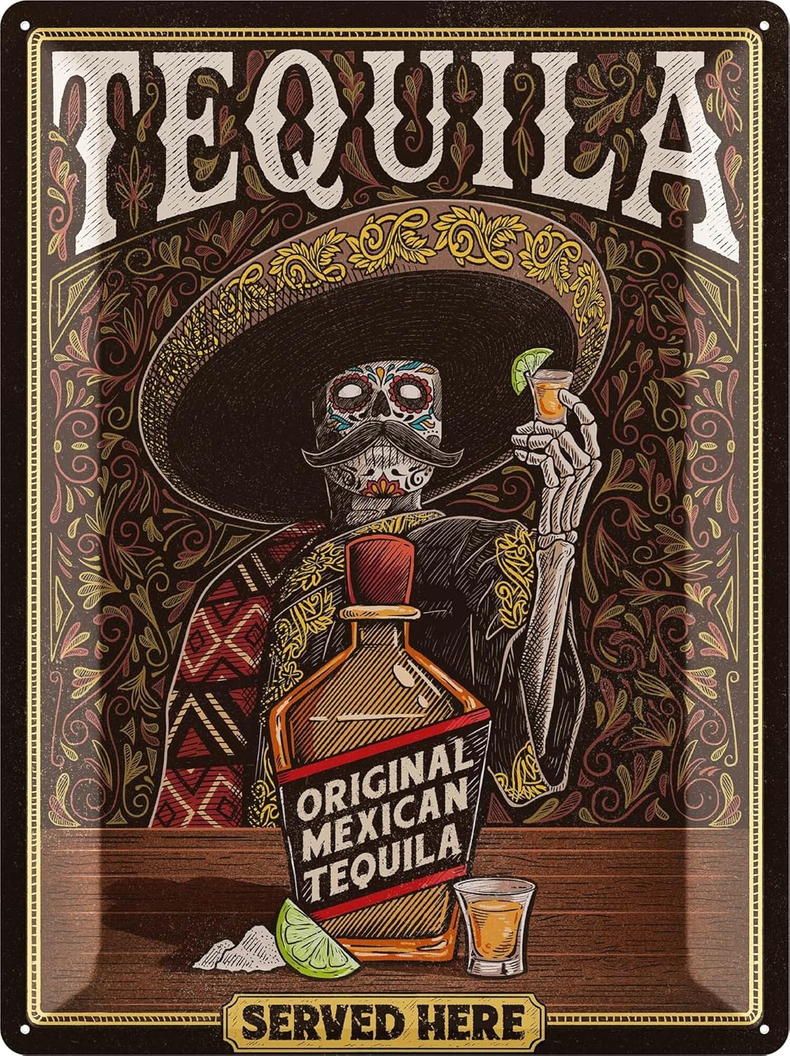 12x16" LANOLU XXL Vintage Tin Sign TEQUILA Wall Art, Vintage Retro Signs for Bar, Metal Sign La Cantina, Letrero de Bar